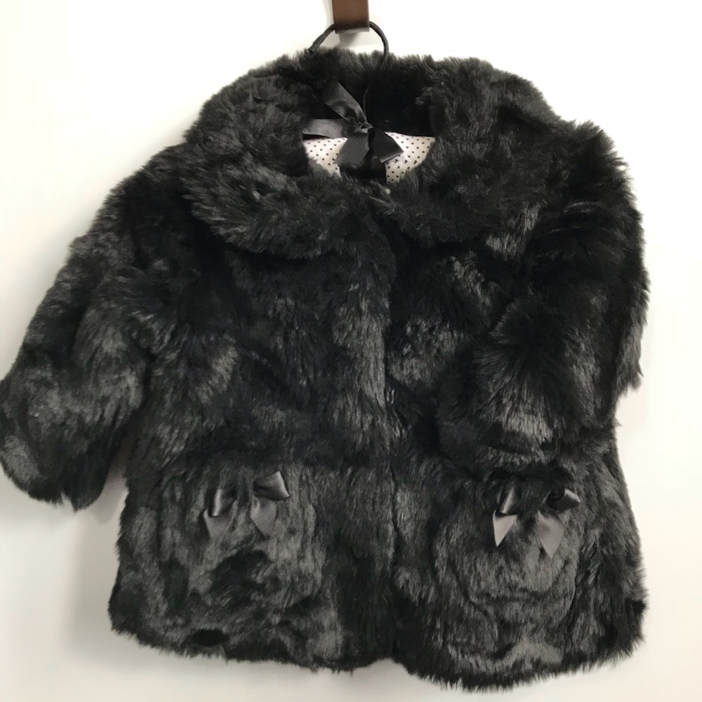 Baby Girl Faux Fur Coat Black 12 Months